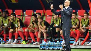 Roberto Martínez, durante un partido de la selección belga en el Mundial de Rusia