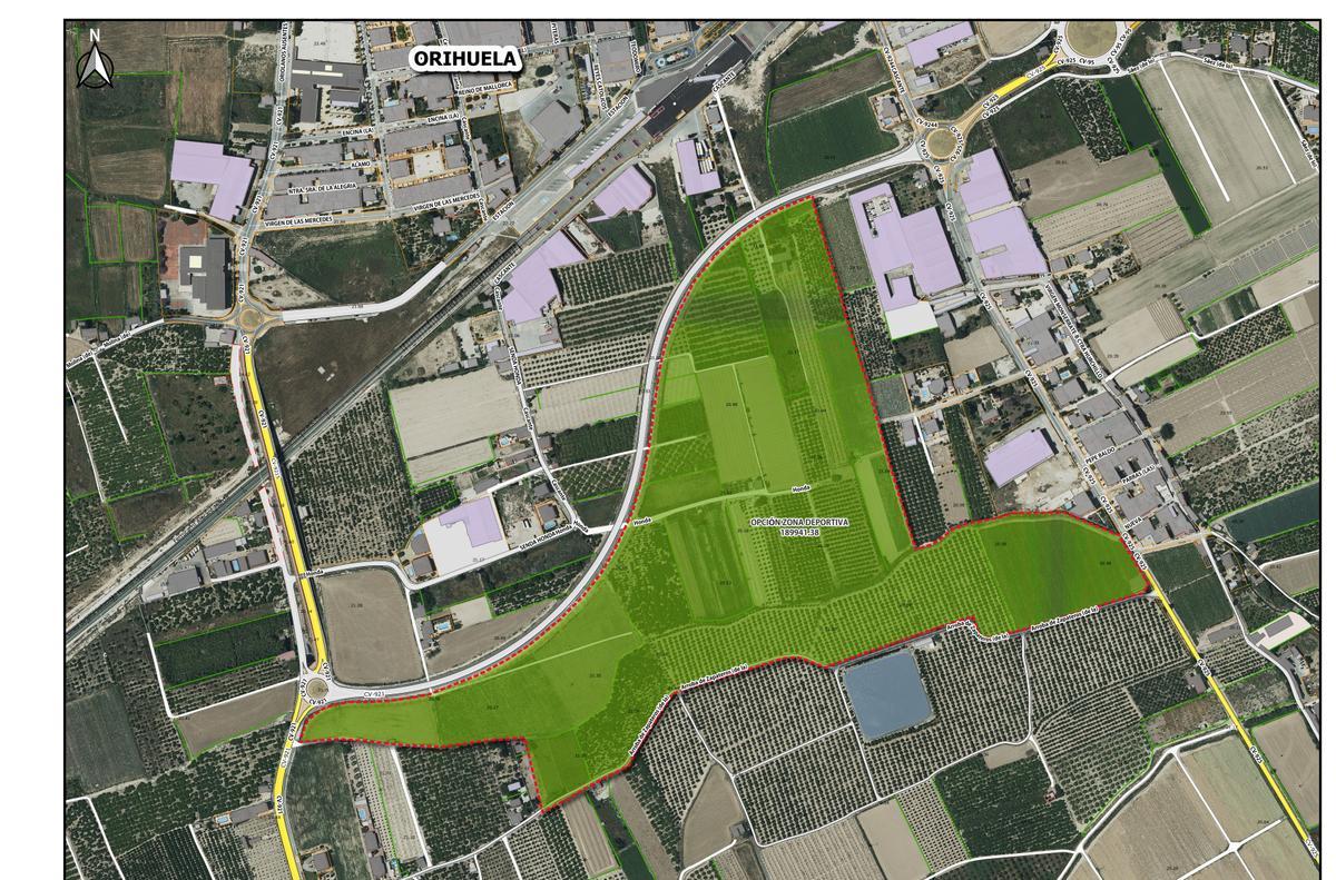 En verde, la zona propuesta para la ciudad deportiva
