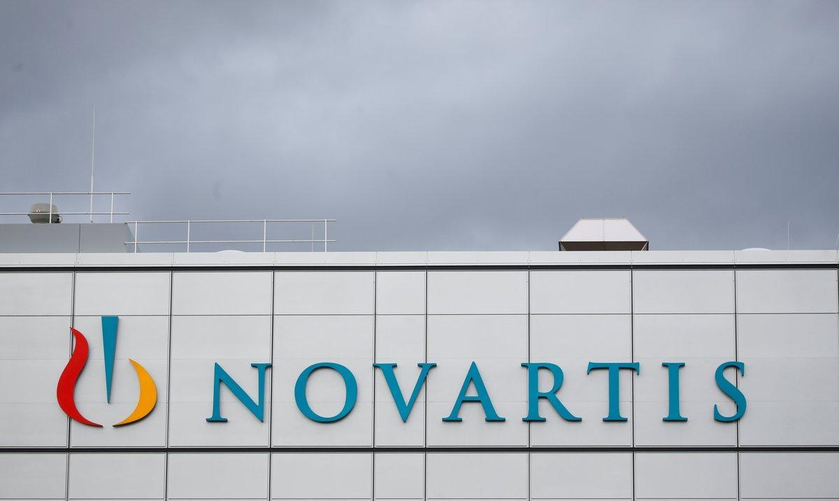 FILE PHOTO: The company’s logo is seen at the new cell and gene therapy factory of Swiss drugmaker Novartis in Stein, Switzerland, November 28, 2019. REUTERS/Arnd Wiegmann/File Photo