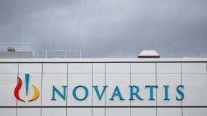 FILE PHOTO: The company’s logo is seen at the new cell and gene therapy factory of Swiss drugmaker Novartis in Stein, Switzerland, November 28, 2019. REUTERS/Arnd Wiegmann/File Photo