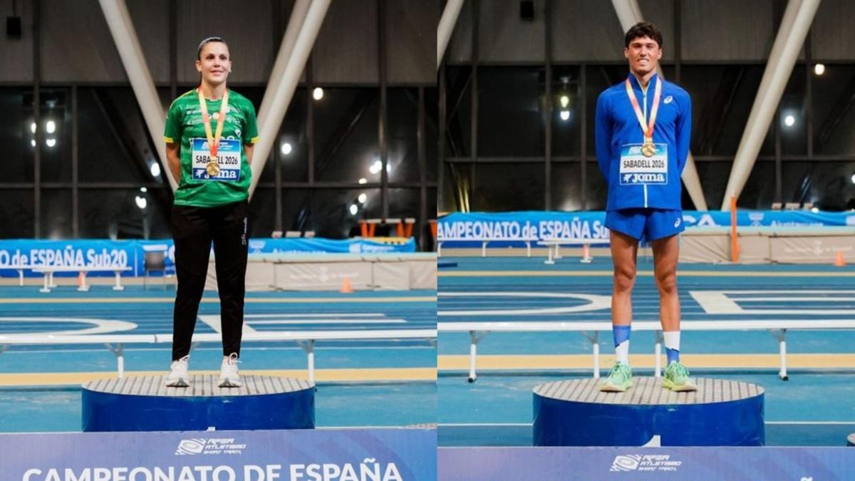 Mara Rolli y Xavi Cabanilles, en lo más alto del podio nacional de atletismo sub20