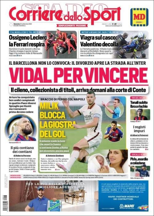 Portada CORRIERE DELLO SPORT 13 septiembre 2020