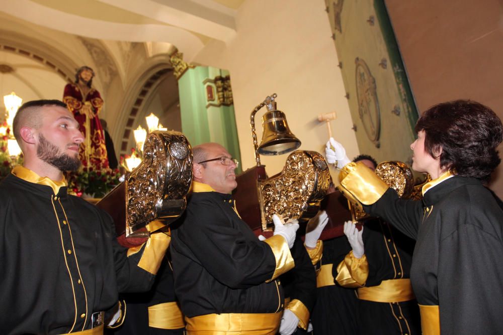 El primer trono mixto de Cartagena marca la procesión del Prendimiento