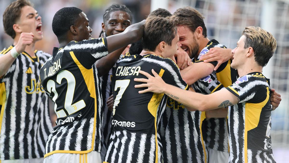 Los jugadores de la Juventus celebran un gol ante el Monza en un partido de la Serie A.