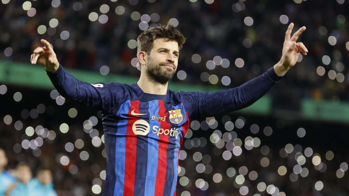 Gerard Piqué en su despedida en el Camp Nou