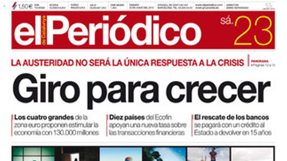 La portada de EL PERIÓDICO del 23 de junio del 2012.