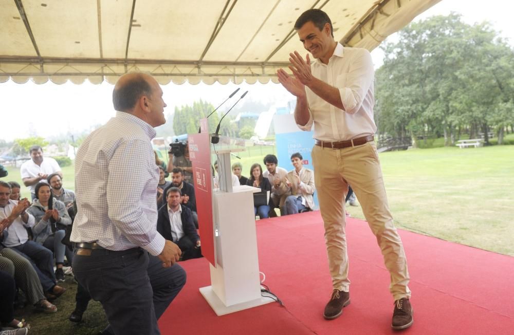 Pedro Sánchez y Leiceaga en Cerceda