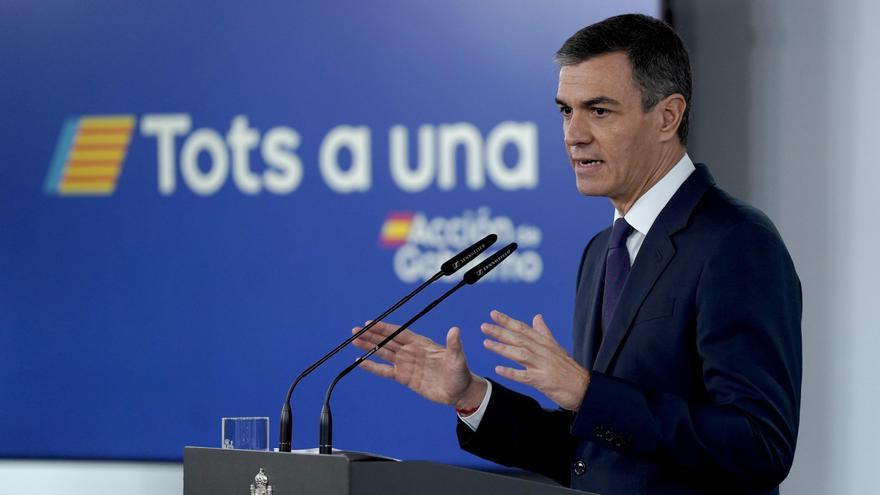 El presidente del Gobierno, Pedro Sánchez, durante su comparecencia tras el Consejo de Ministros del pasado lunes para informar sobre las medidas adoptadas ante la DANA.