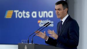 El presidente del Gobierno, Pedro Sánchez, durante su comparecencia tras el Consejo de Ministros del pasado lunes para informar sobre las medidas adoptadas ante la DANA.