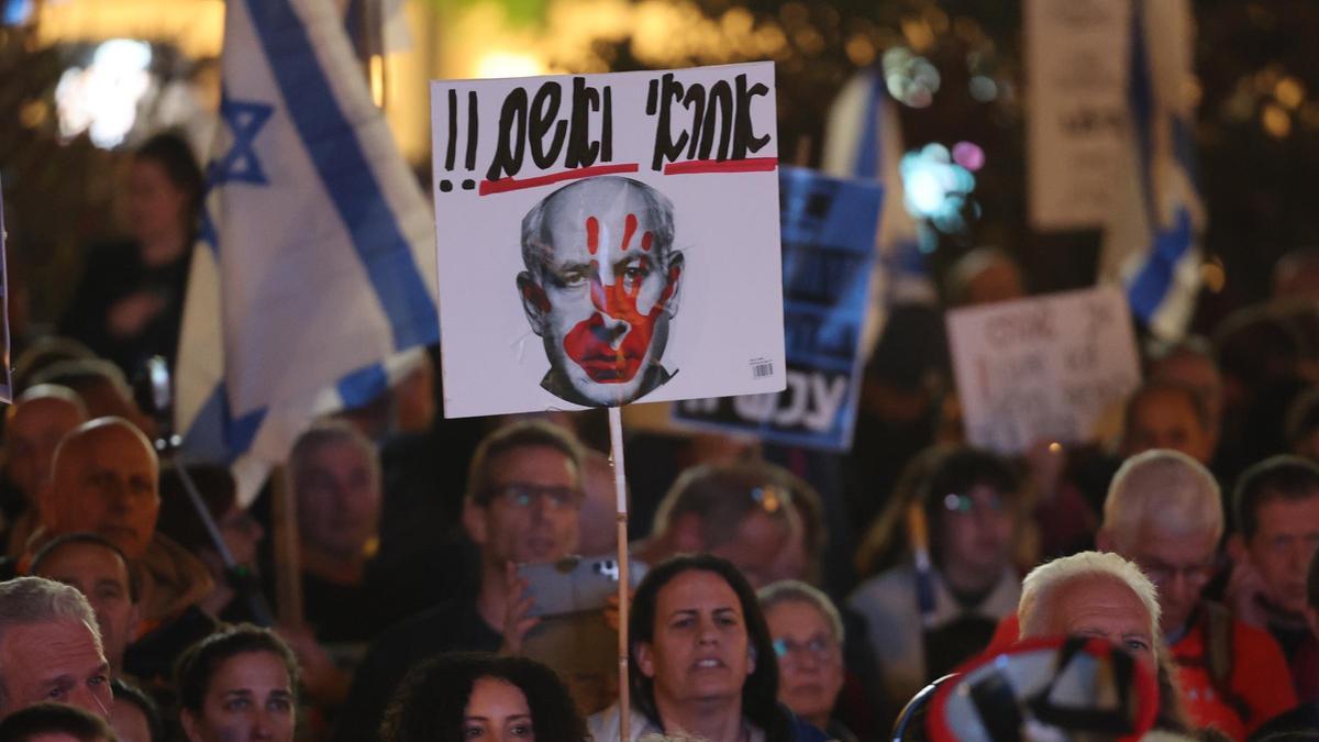 Protesta contra el Gobierno de Netanyahu en Tel Aviv.