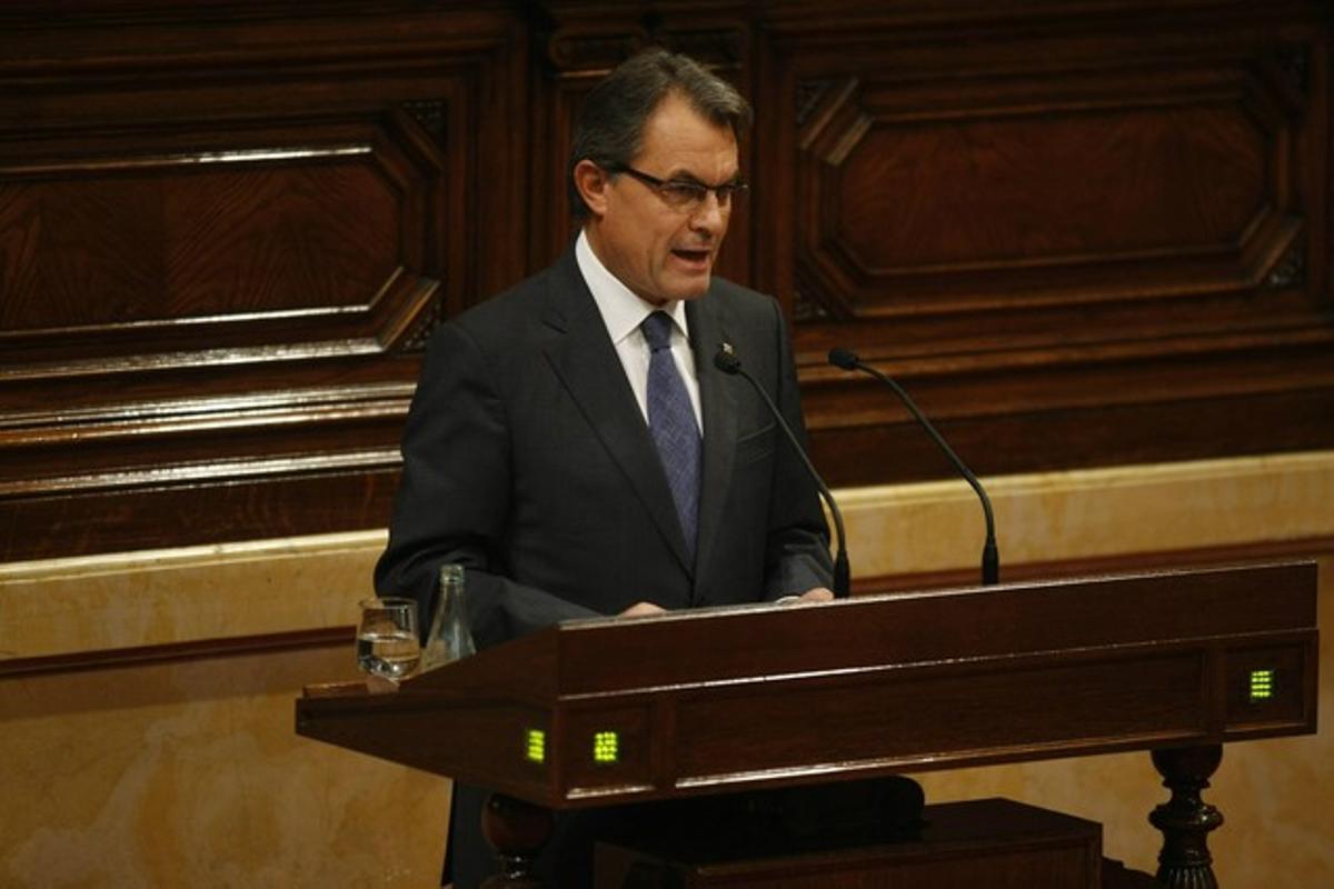 El president Artur Mas, durant la seva intervenció en el debat de política general, aquest dimarts, al Parlament.