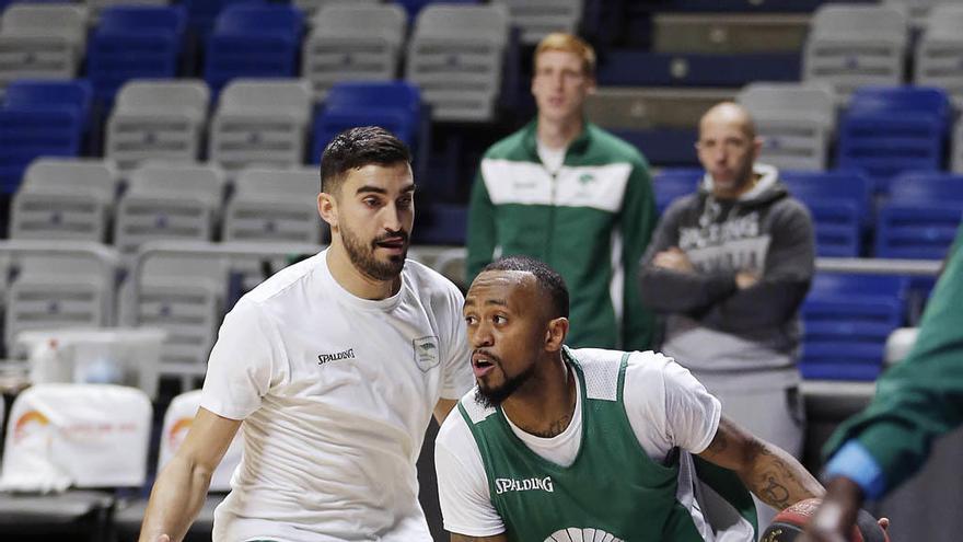 Jaime Fernández y Ryan Boatright, en una imagen de un entrenamiento de esta semana en el Carpena.