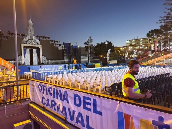 Escenario del Carnaval de Maspalomas, suspendido por el coronavirus