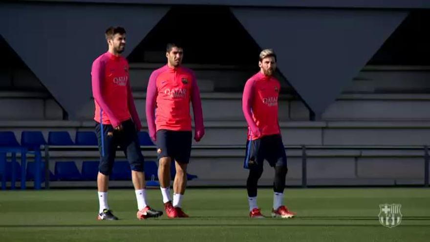 Último entrenamiento del Barça antes de viajar a Qatar