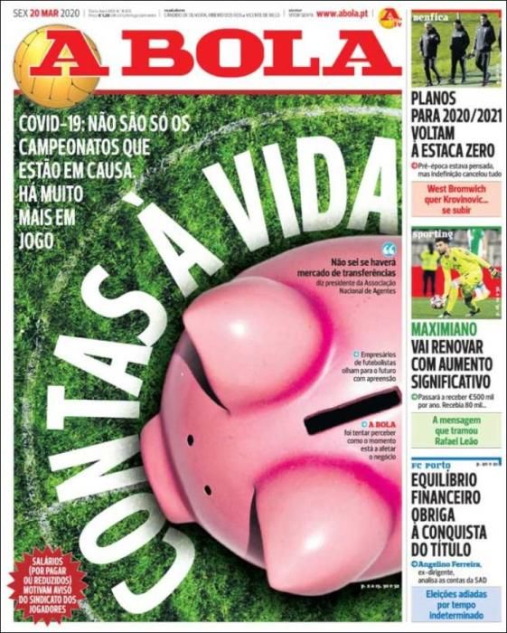 Portada A BOLA viernes 20 marzo 2020