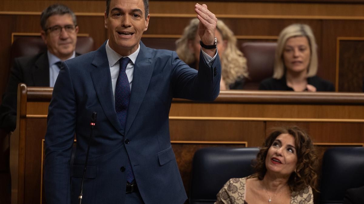 El president del Govern, Pedro Sánchez, intervé durant una sessió de control al Govern,al Congrés dels Diputats, a 13 de març del 2024, a Madrid (Espanya).