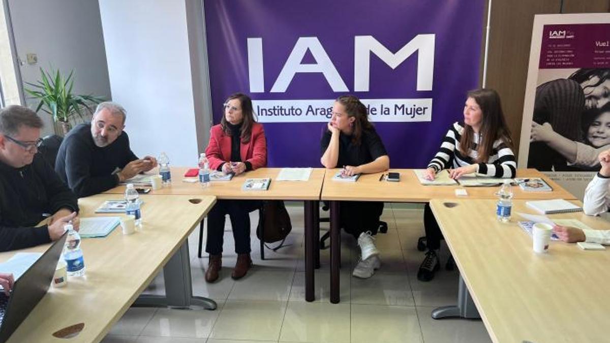 Sánchez, Goikoetxea y Campuzano durante la reunión mantenida en el Instituto Aragonés de la Mujer.