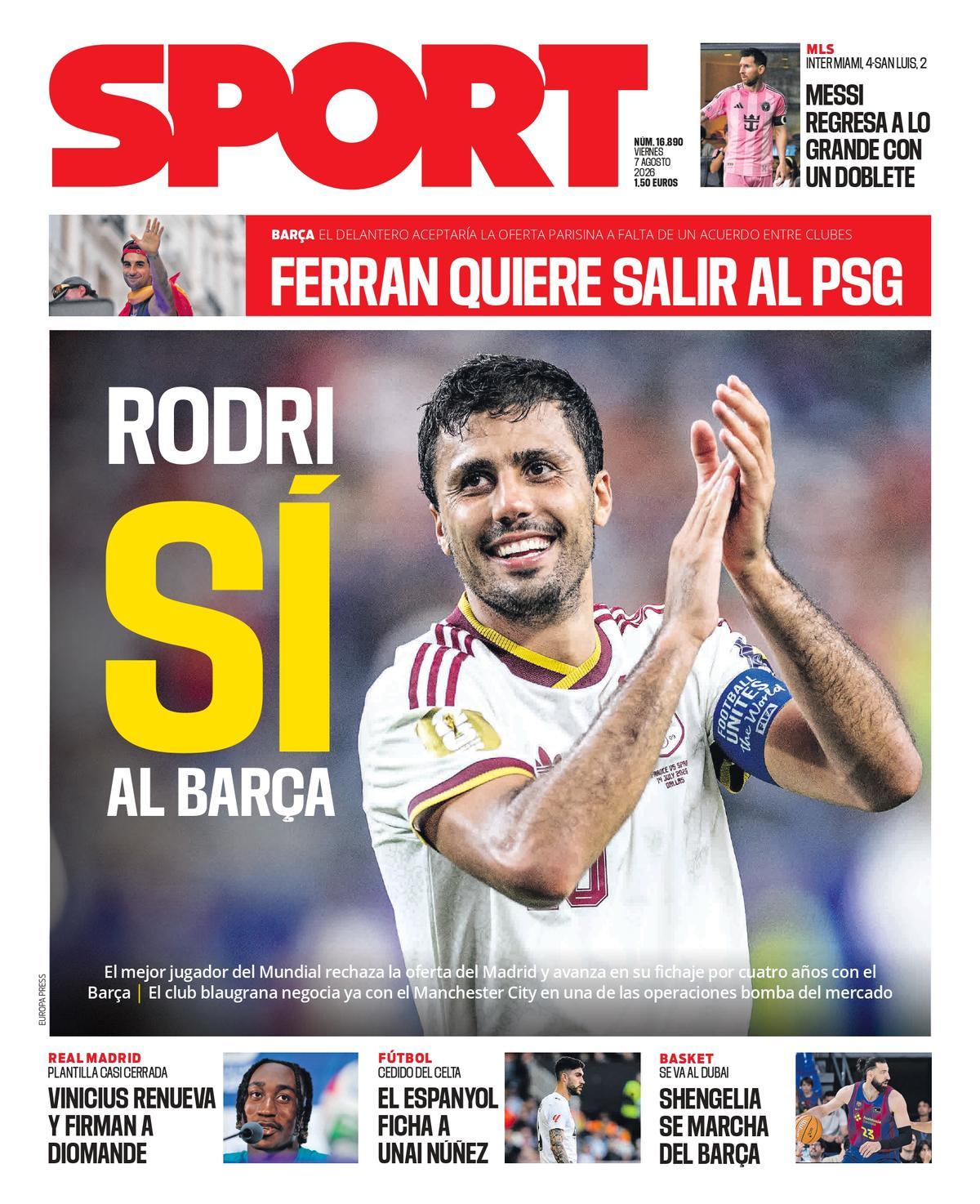 Esta es la portada de SPORT