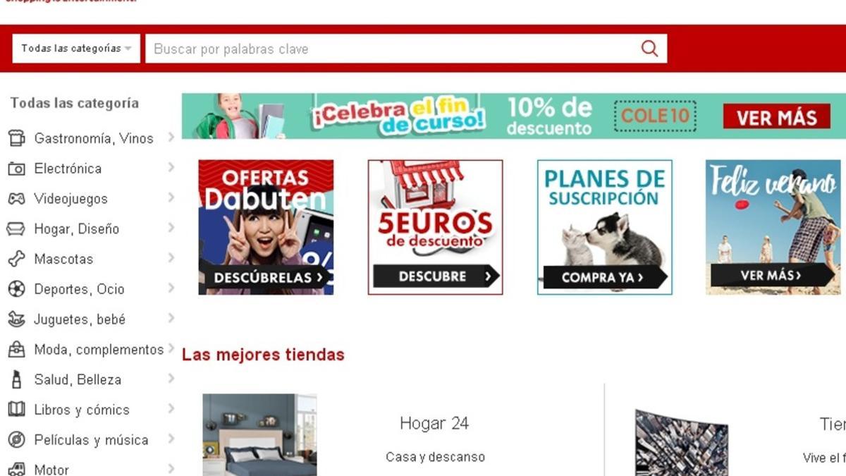 Captura de la web de Rakuten.