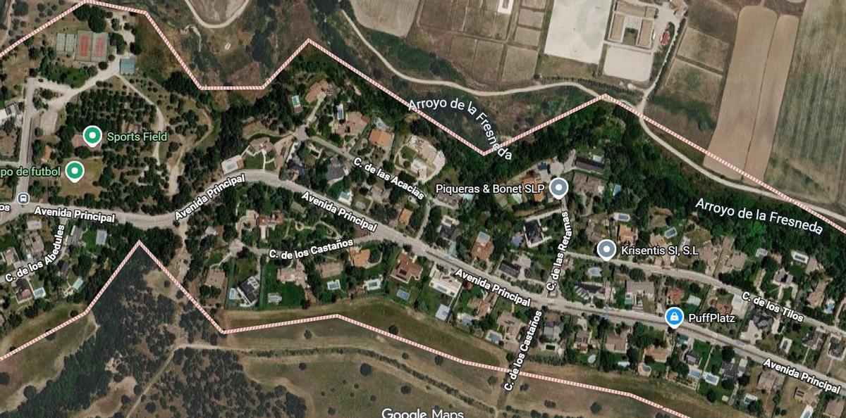 Captura de la vista satelital de la urbanización Valdelagua