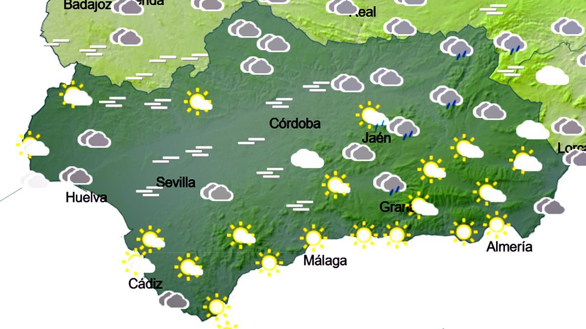 Previsión en Andalucia el jueves a las 09.00 horas de la mañana.