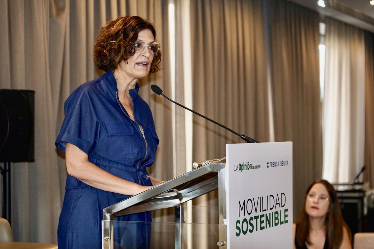 Momento de la intervención de Trinidad Hernández, concejala de Movilidad del Ayuntamiento malagueño