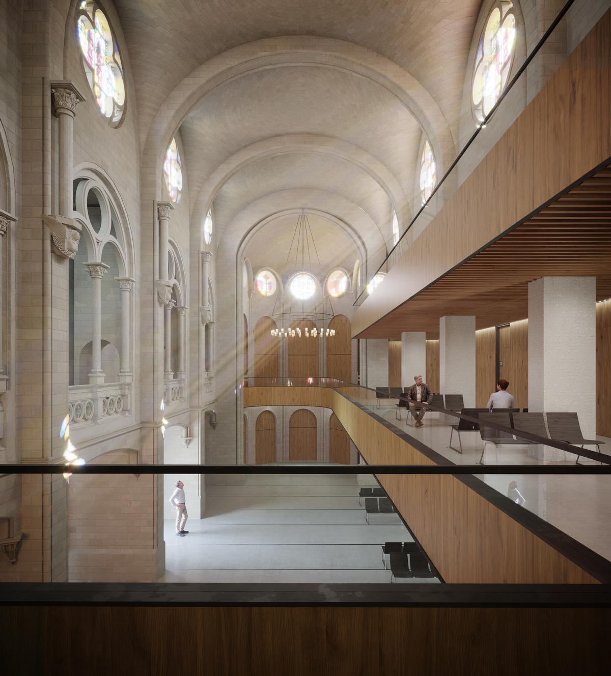 Vista del interior del futuro CAP Raval Nord de Barcelona en el proyecto del estudio de arquitectos.