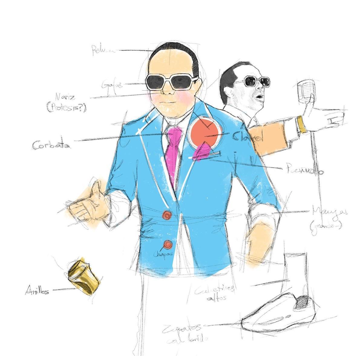 Boceto del disfraz de Porrina elaborado por Mario Suárez, uno de los componentes de A Contragolpe.