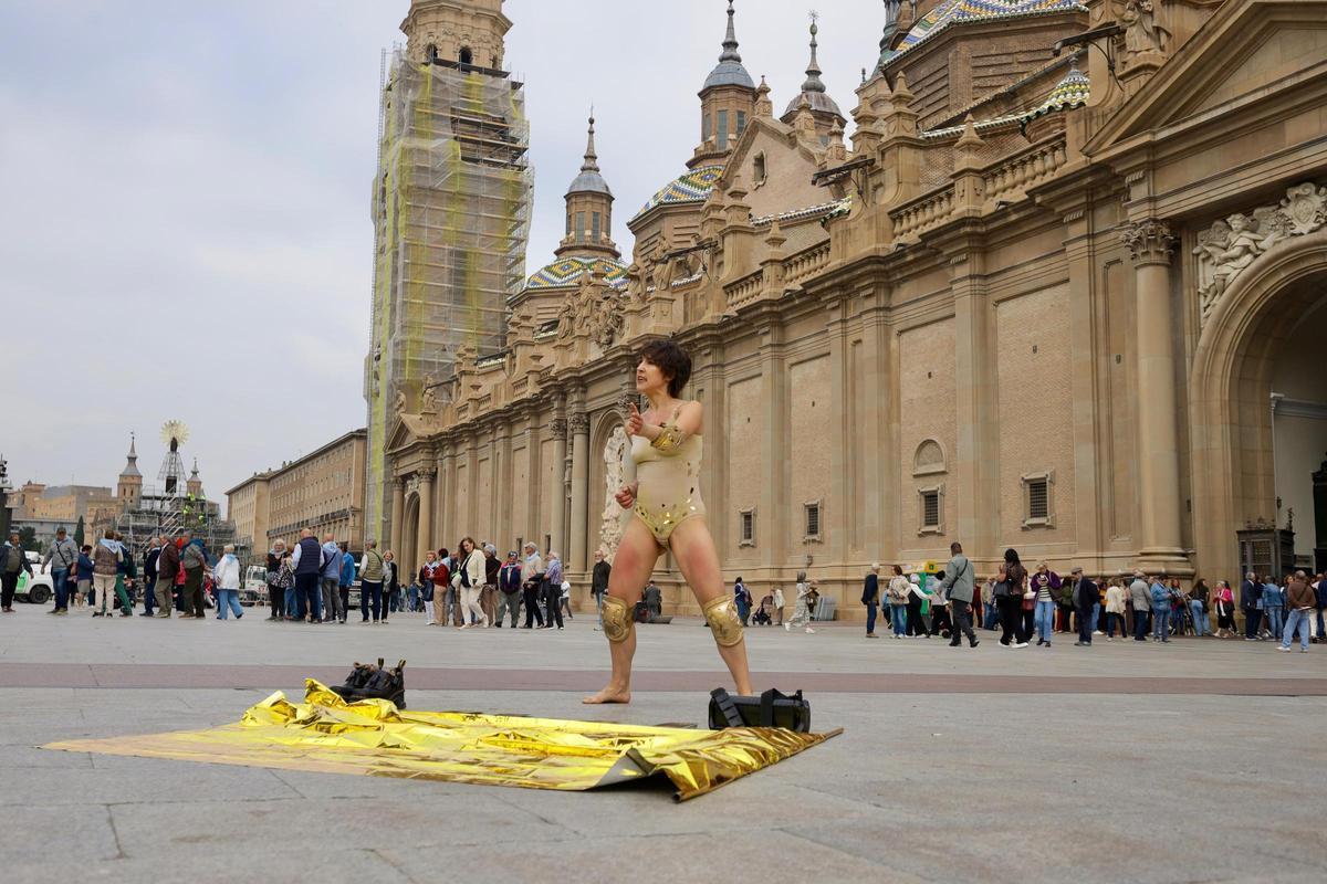 Elisa Forcano, el pasado octubre en la plaza del Pilar.