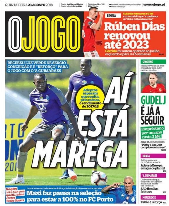 Portadas deportivas jueves 23 de agosto de 2018