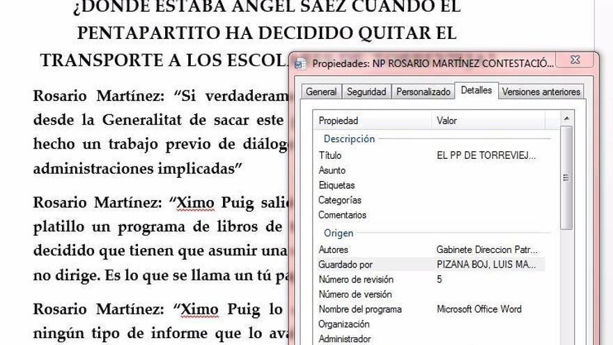 Imagen del comunicado y datos adjuntos sobre su origen y autor