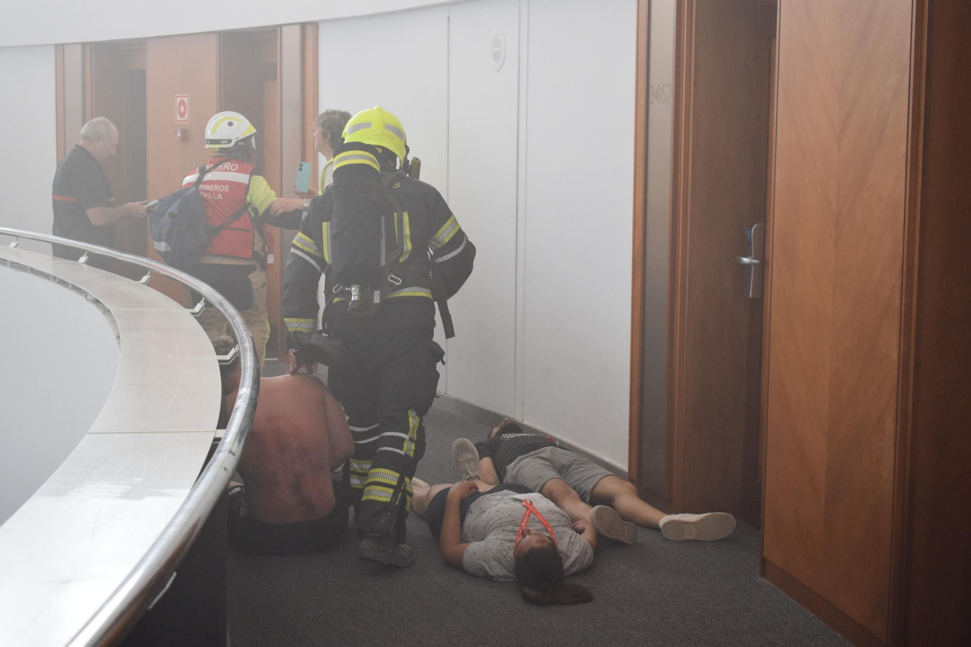Simulacro de incendio en el Barceló Sevilla Convention Center
