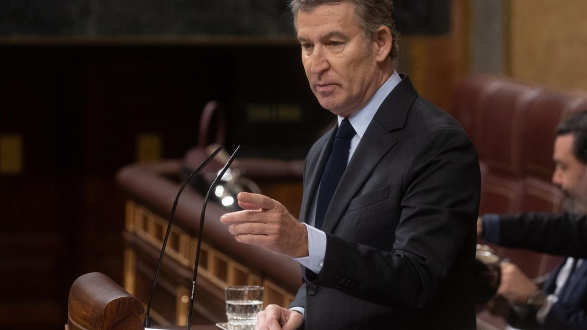 El presidente del Partido Popular, Alberto Núñez Feijóo, interviene durante una sesión plenaria, en el Congreso de los Diputados, a 27 de noviembre de 2024, en Madrid (España). El presidente del Ejecutivo y el presidente del PP, afrontan su primer cara a