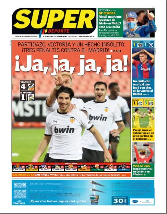 Portada SUPERDEPORTE lunes 9 noviembre 2020