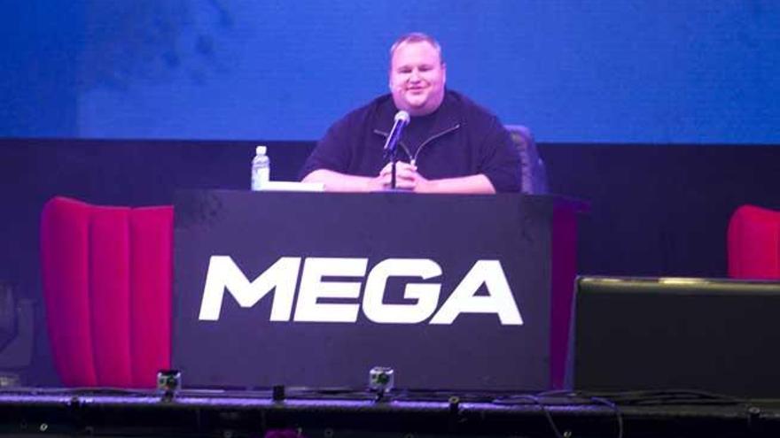 El fundador de Megaupload, Kim Dotcom, en una conferencia.