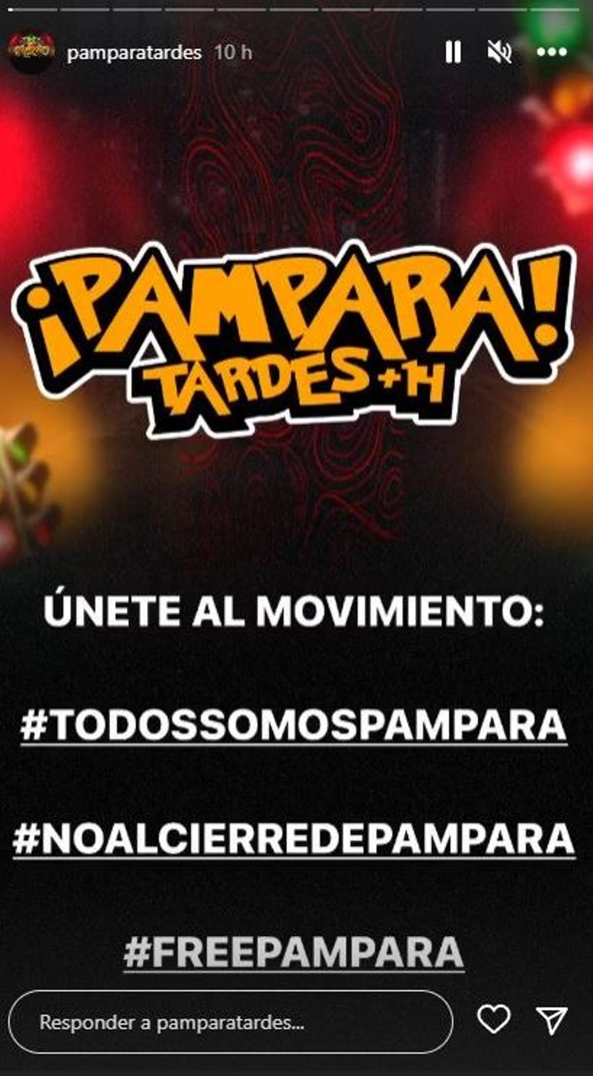 Captura de pantalla de las historias de Instagram de la discoteca Pampara