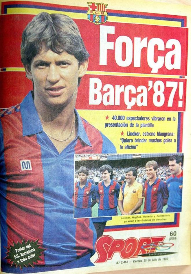 1986 - Presentación del nuevo FC Barcelona con Lineker