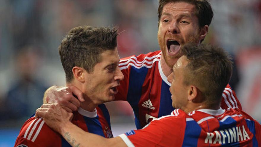Lewandowski celebra uno de sus goles con el Bayern.