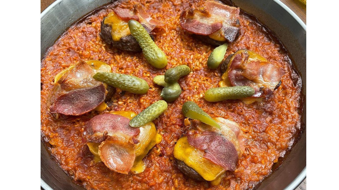 La paella cheeseburger de Don Enrique