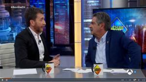 Pablo Motos y Miguel Ángel Revilla, en ’El hormiguero’ de Antena 3, el pasado martes. 