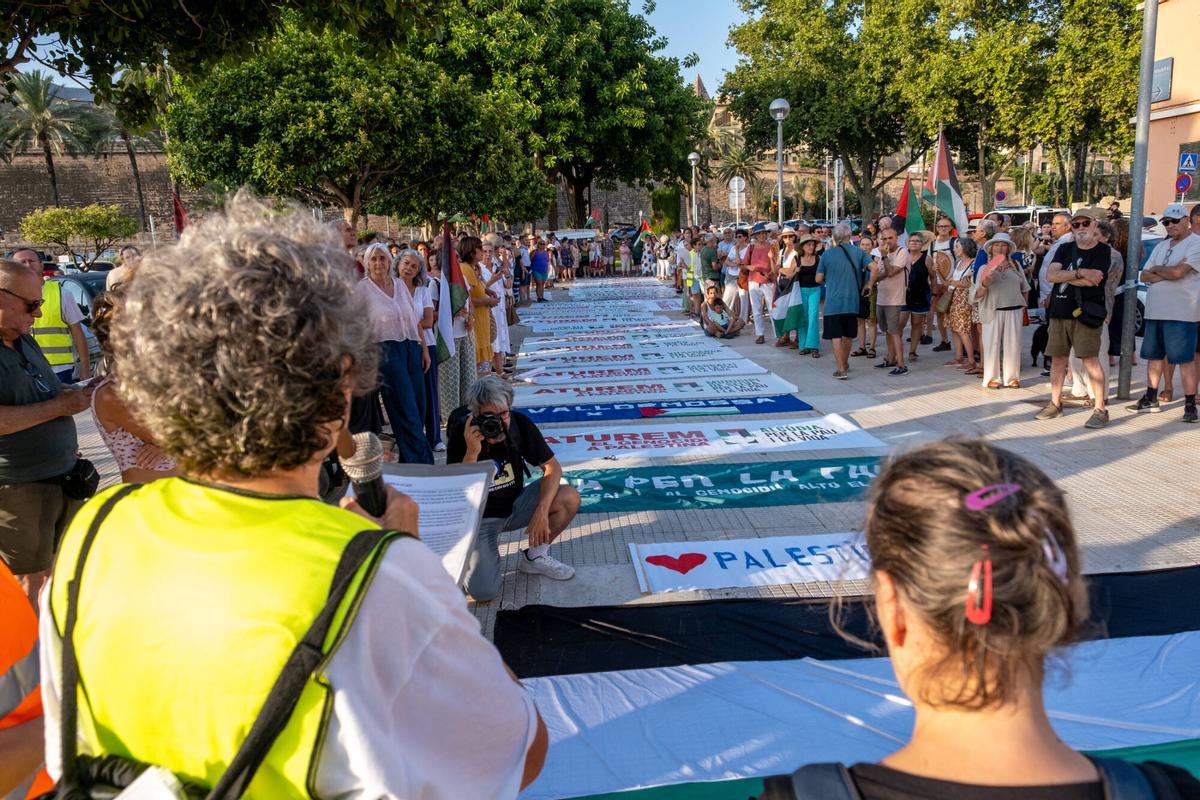 Manifestación en apoyo a Gaza y al pueblo palestino en Palma el viernes 31 de julio de 2026.