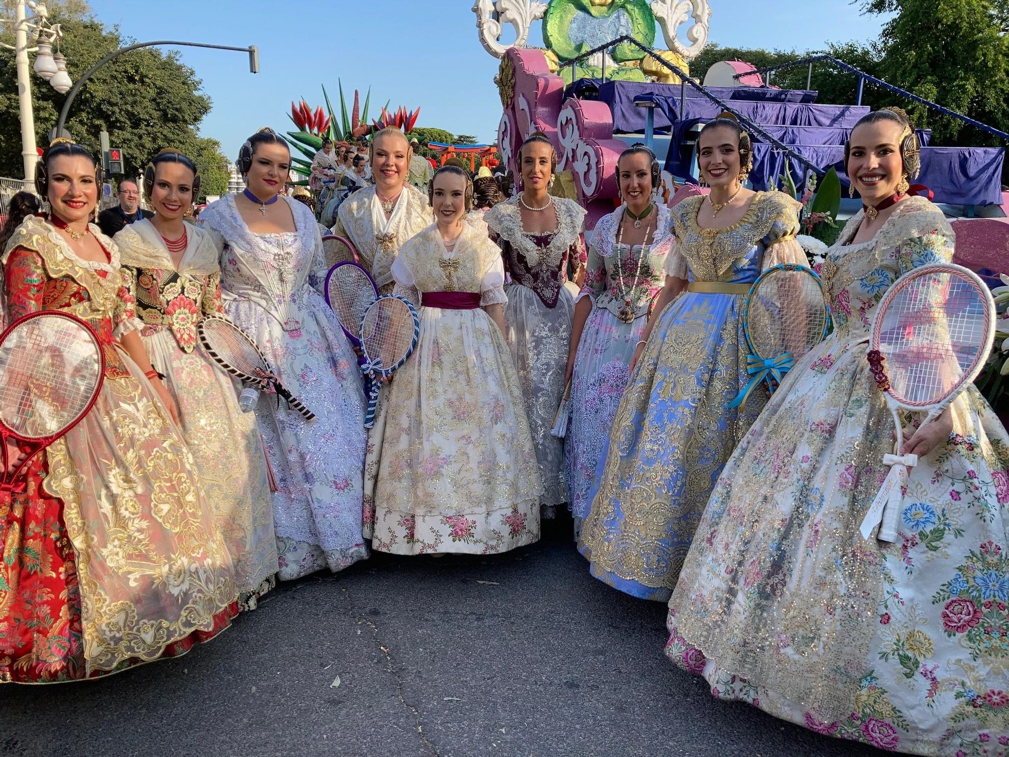 Las candidatas a falleras mayores de València, en la Batalla de Flores