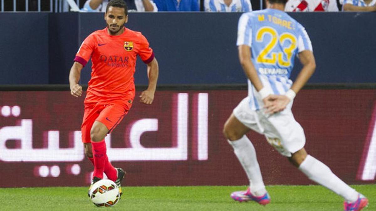 Douglas, durante el partido ante el Málaga