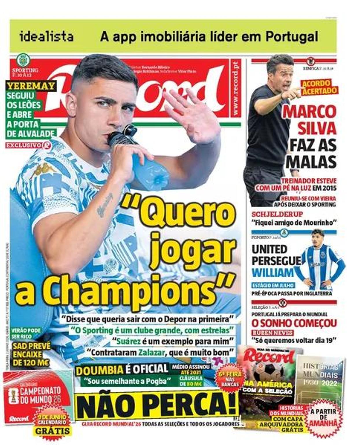 Portada de Record de este martes