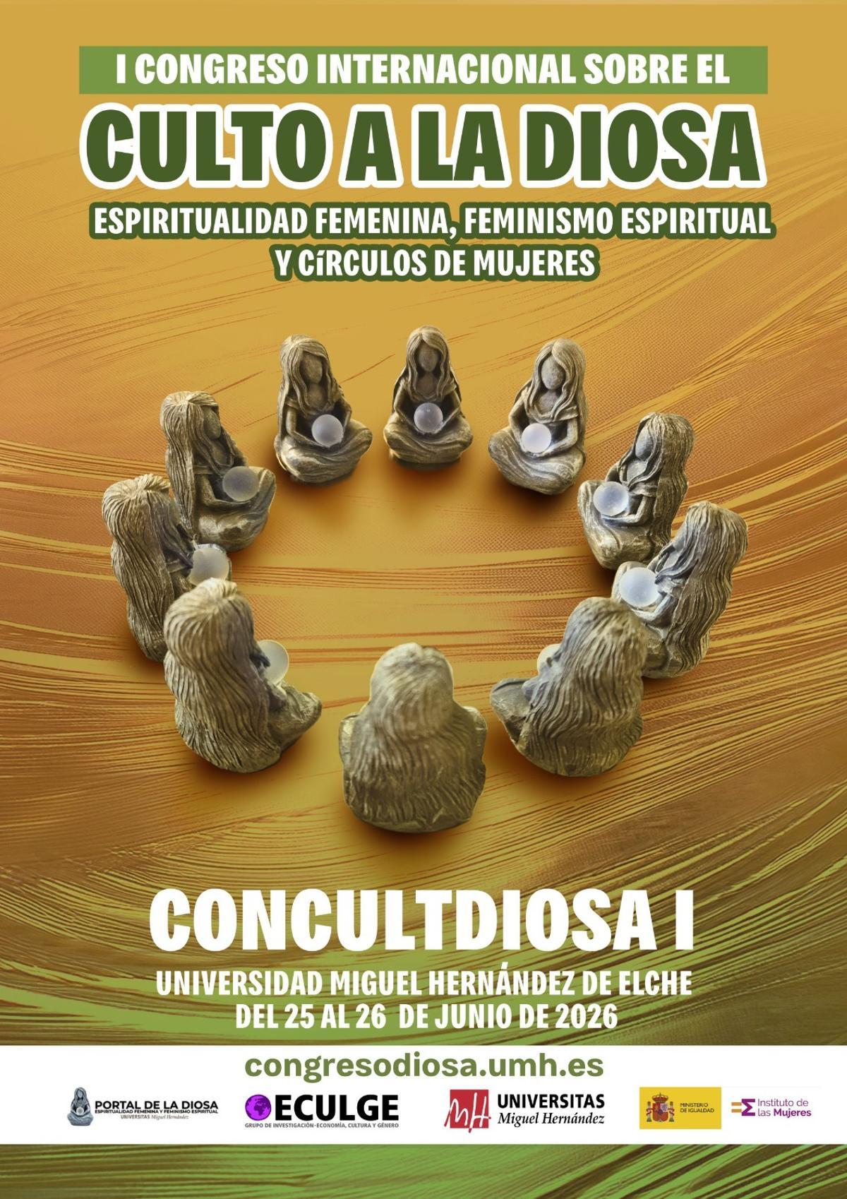 Cartel del I Congreso Interancional sobre el Culto a la Diosa que se celebra en la UMH de Elche del 25 al 26 de junio