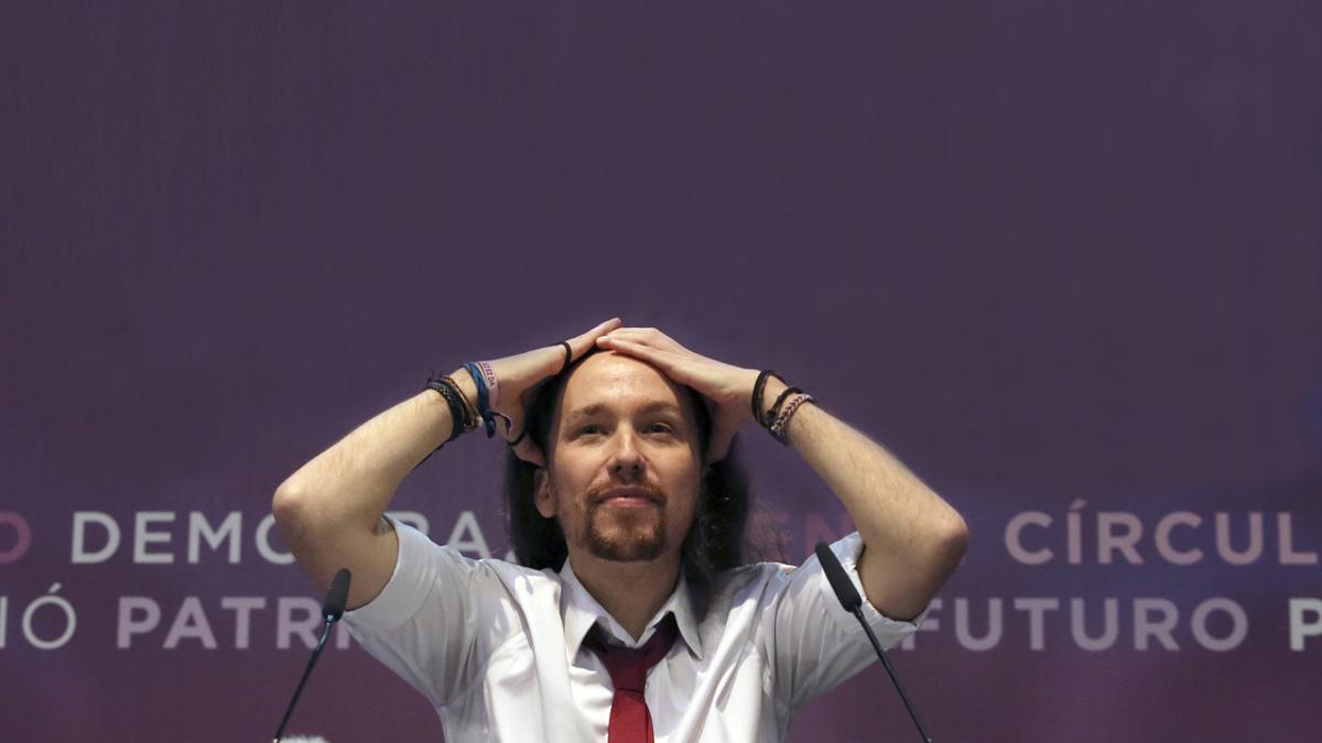 Iglesias, en la clausura de la asamblea de Podemos en Vistalegre.
