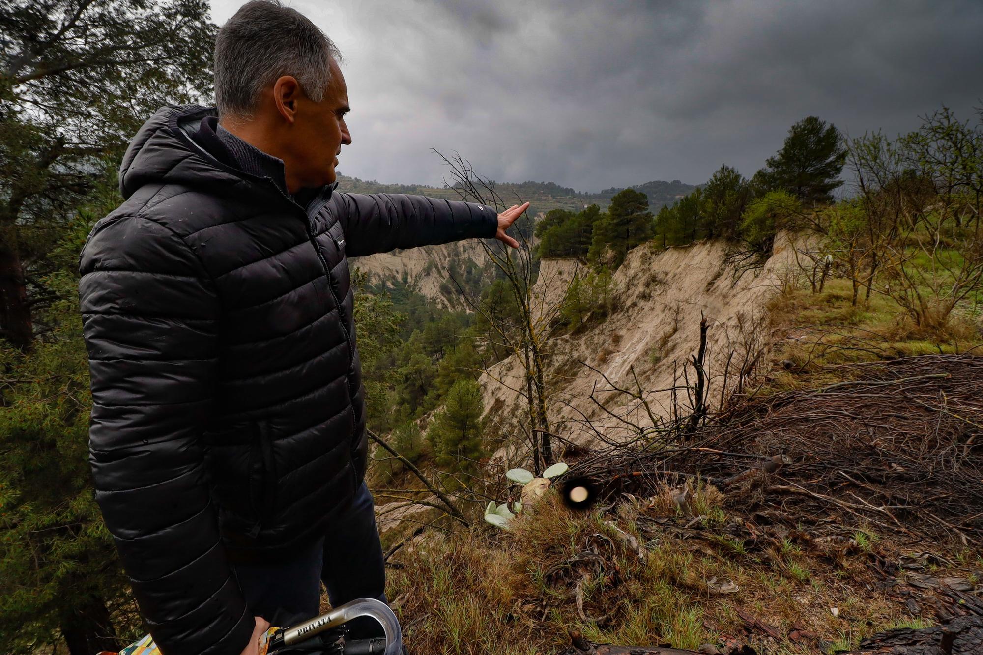 Las lluvias agravan el riesgo de derrumbes en el barranco de Benillup