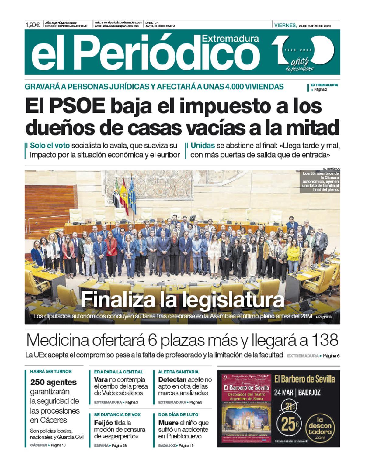 Consulta la portada correspondiente al día 24 de marzo de 2023