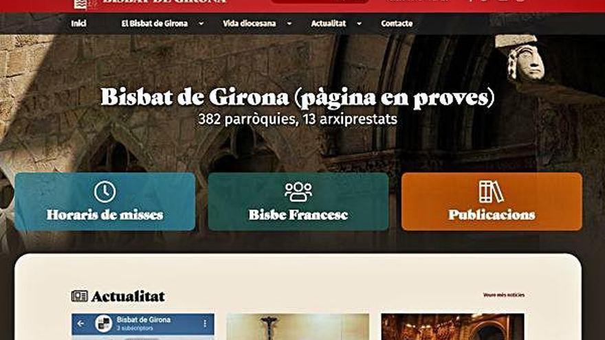 Aspecte de la nova pàgina web del Bisbat.