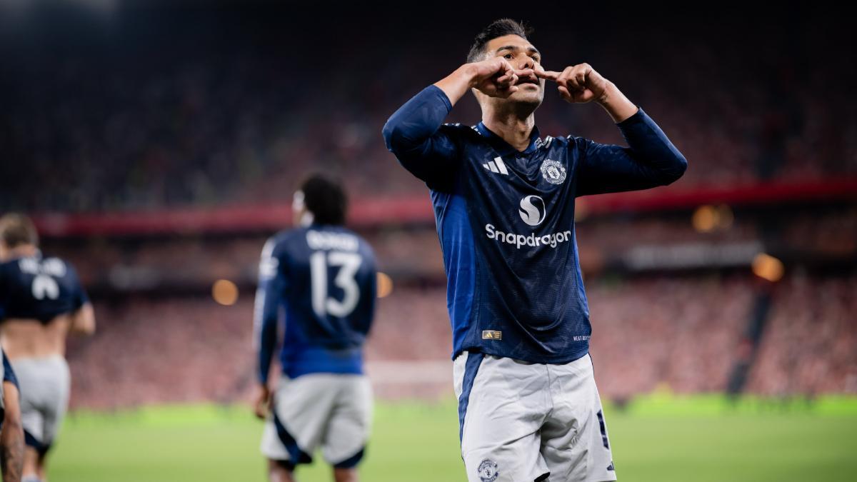 Casemiro celebra su gol en San Mamés